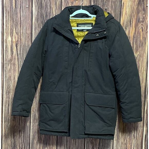 Vintage Eddie Bauer Jacket Mens Small Navy Blue Snap Puffer Coat Jacket - Picture 1 of 9